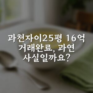 과천자이25평 16억 거래완료, 과연 사실일까요?